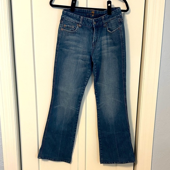 7 For All Mankind Medium Blue Flare Jeans - Picture 1 of 6